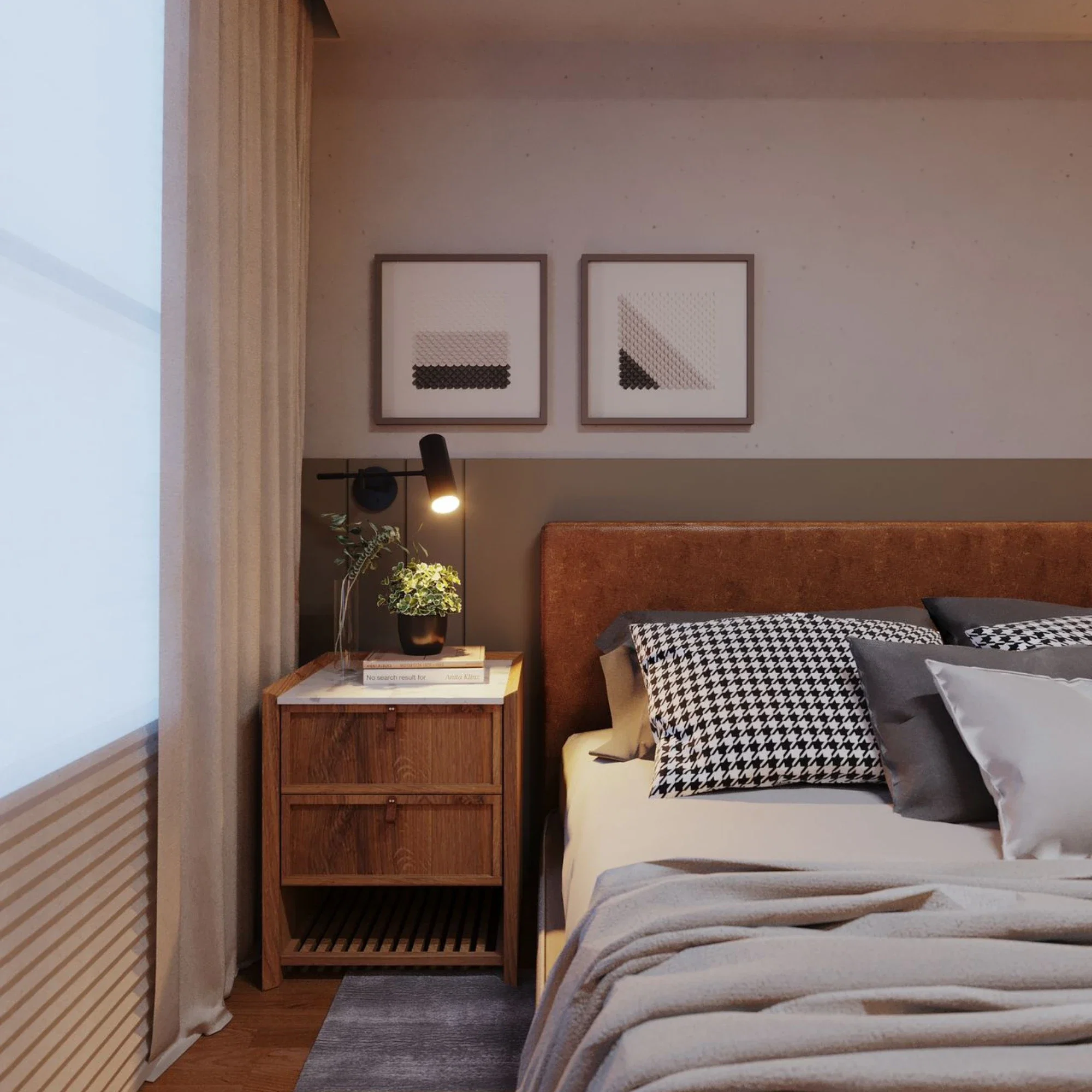Projeto de quarto com decoração e iluminação planejada
